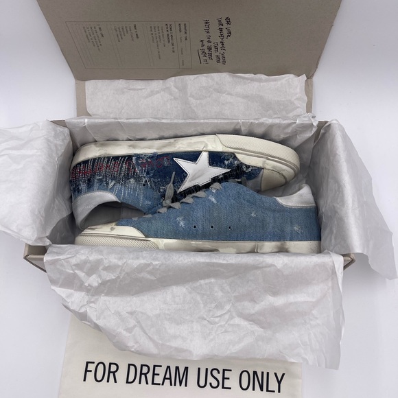 GOLDEN GOOSE SUPERSTAR DENIM UPPER UNSTITCHED AND LEATHER STAR NUBUCK AND HEELS - Picture 4 of 9